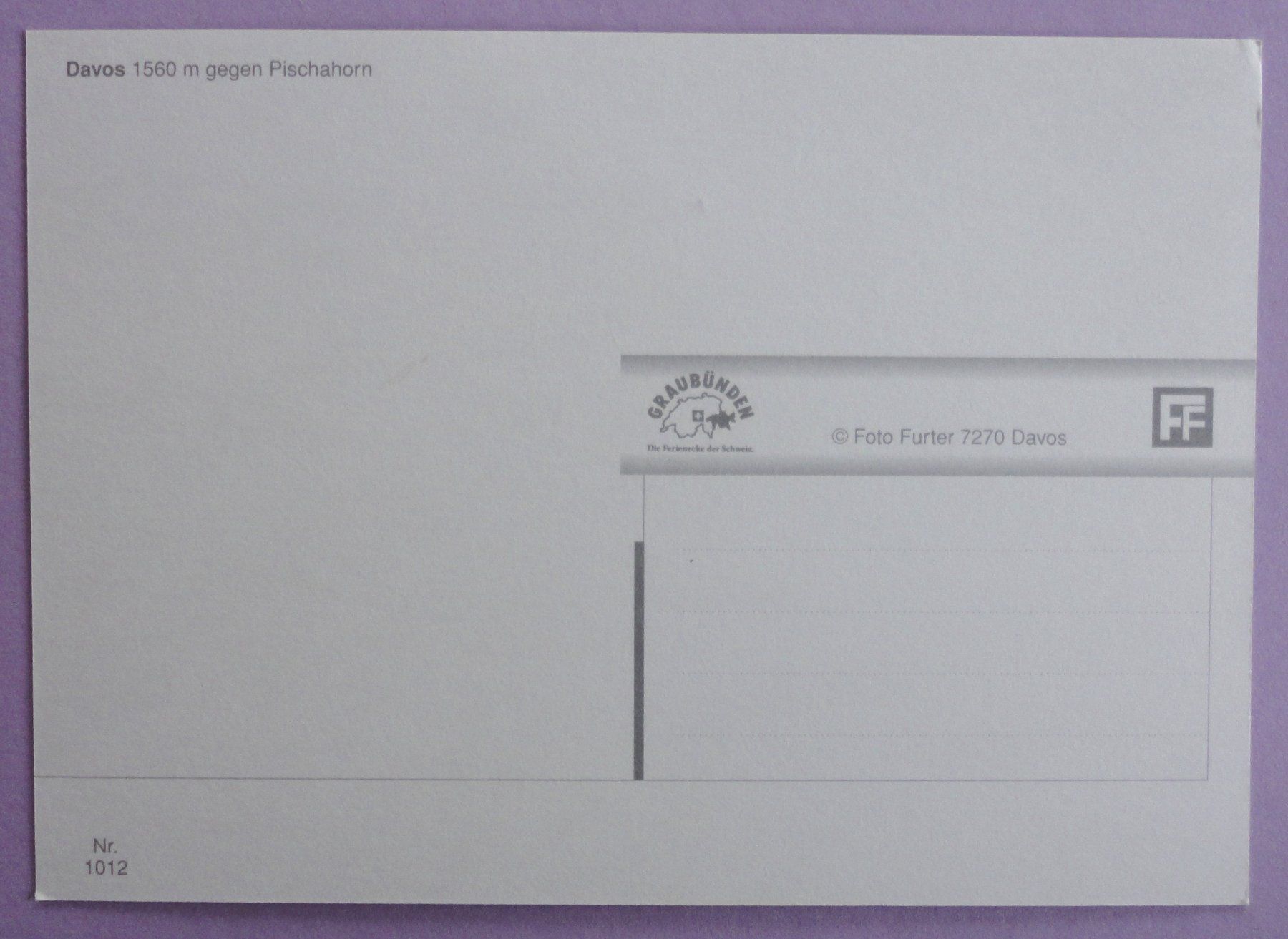 Cartoline postali: Davos, 1560 m, gegen Pischahorn – Usato da Fétigny venduto da Billy2miny 1