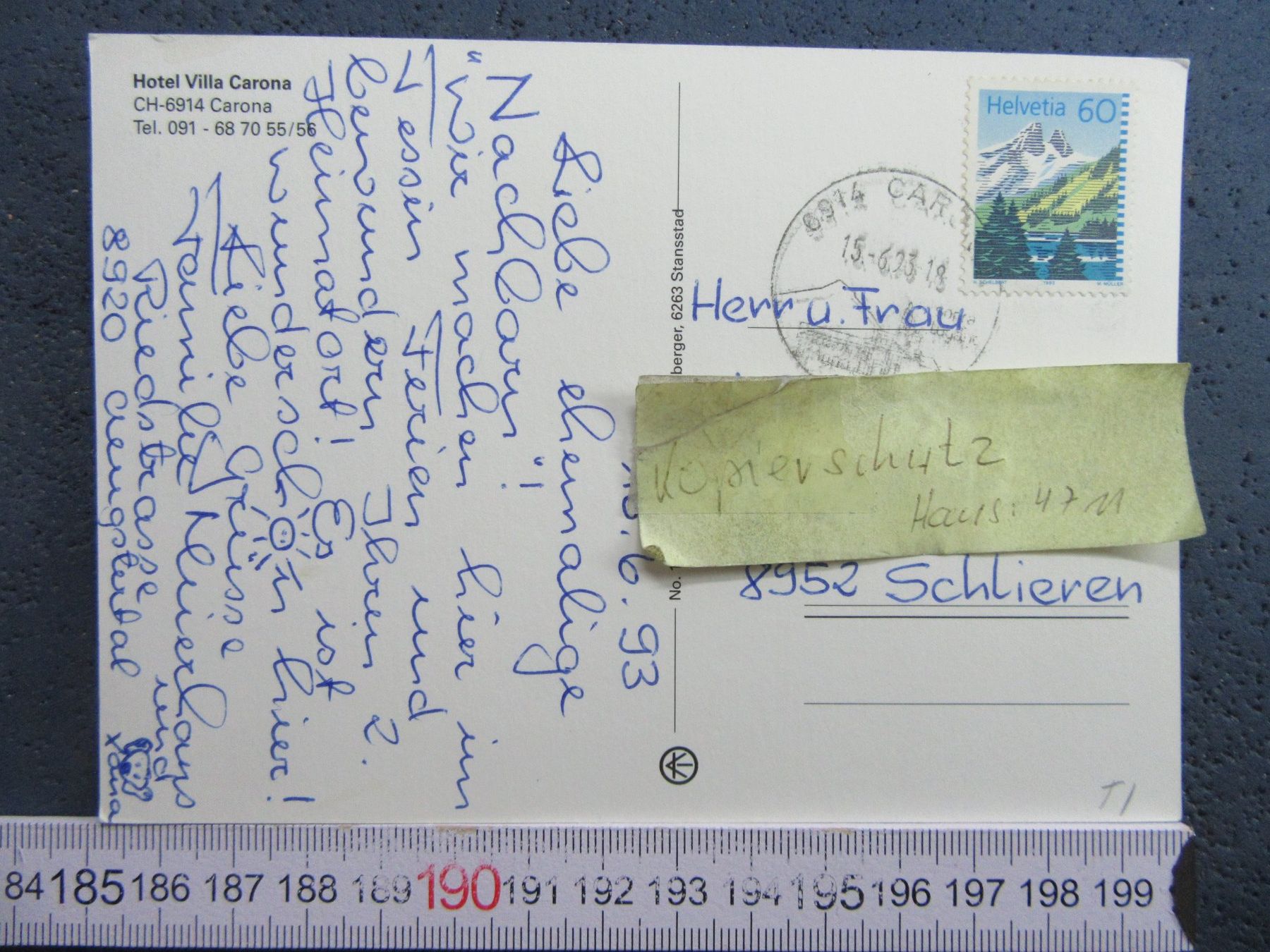 Cartoline postali: CARONA TICINO AK – Usato da Ettingen venduto da Hausi4711 1