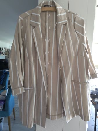 Chicoree Blazer, gestreift, Gr. XL, Beige/Weiss, Top Zust...