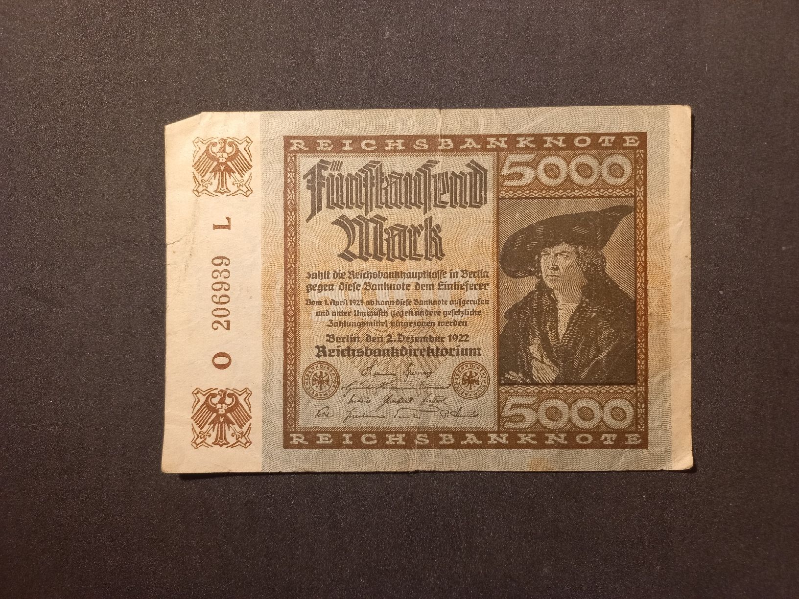 Historische Reichsbanknote 5000 Mark 1922 (Gebraucht) in Geroldswil für ...