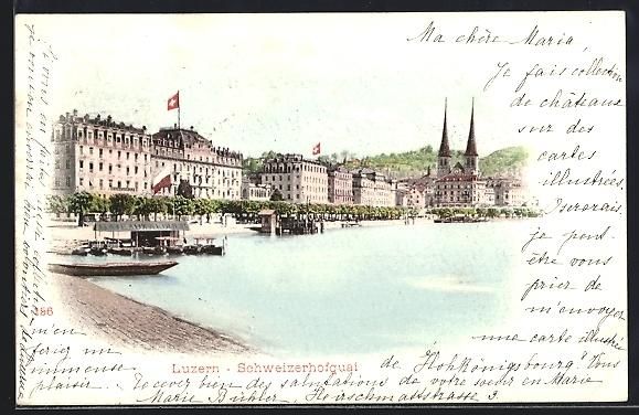 Ansichtskarten: AK Luzern, Schweizerhofquai mit Hotel – Gebraucht aus Berlin von bartko-reher