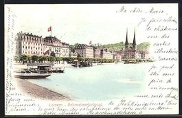 AK Luzern, Schweizerhofquai mit Hotel