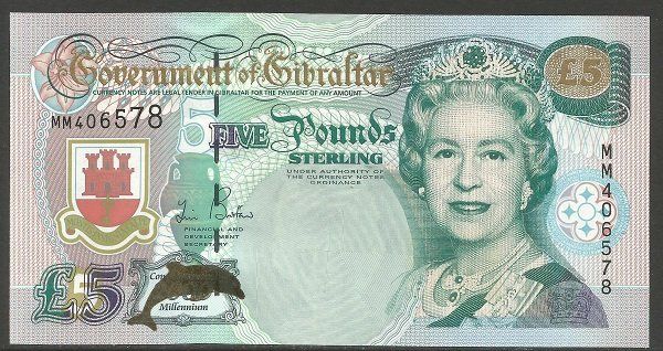 Banconote: GIBRALTAR - 5 POUND 2000 - MILLENIUM GEDENKBANKNOTE - UNZ. – Nuovo (secondo la descrizione) da Tobel venduto da fuertinero 1