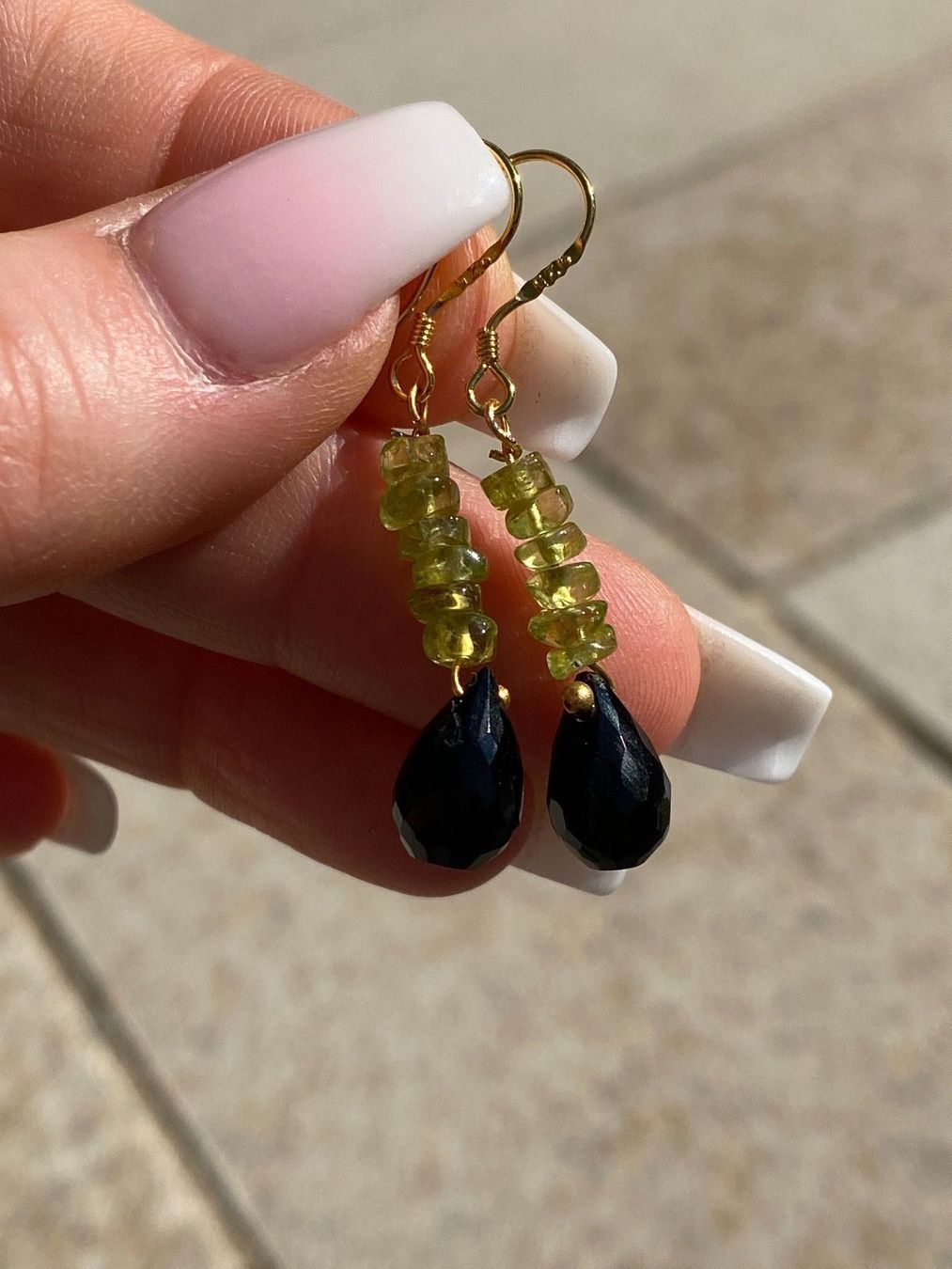 Onyx Orecchini pendenti & Orecchini a lobo: Peridot, Onyx Ohrringe Gold, NEU – Nuovo (secondo la descrizione) da Basel venduto da Chili007 3