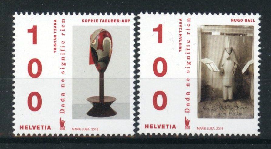 Tutti i francobolli: 2016, Sondermarken 100 Jahre Dada ** – Usato da Willisau venduto da Vollstempel