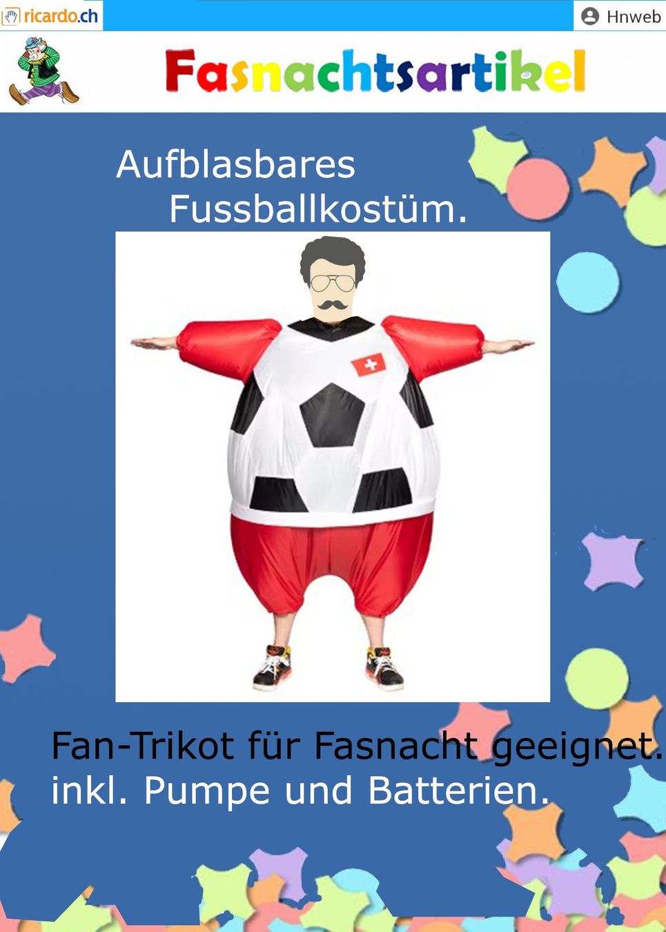 Kostüme: Aufblasbares Fussballkostüm – Gebraucht aus Kaisten von Hnweb