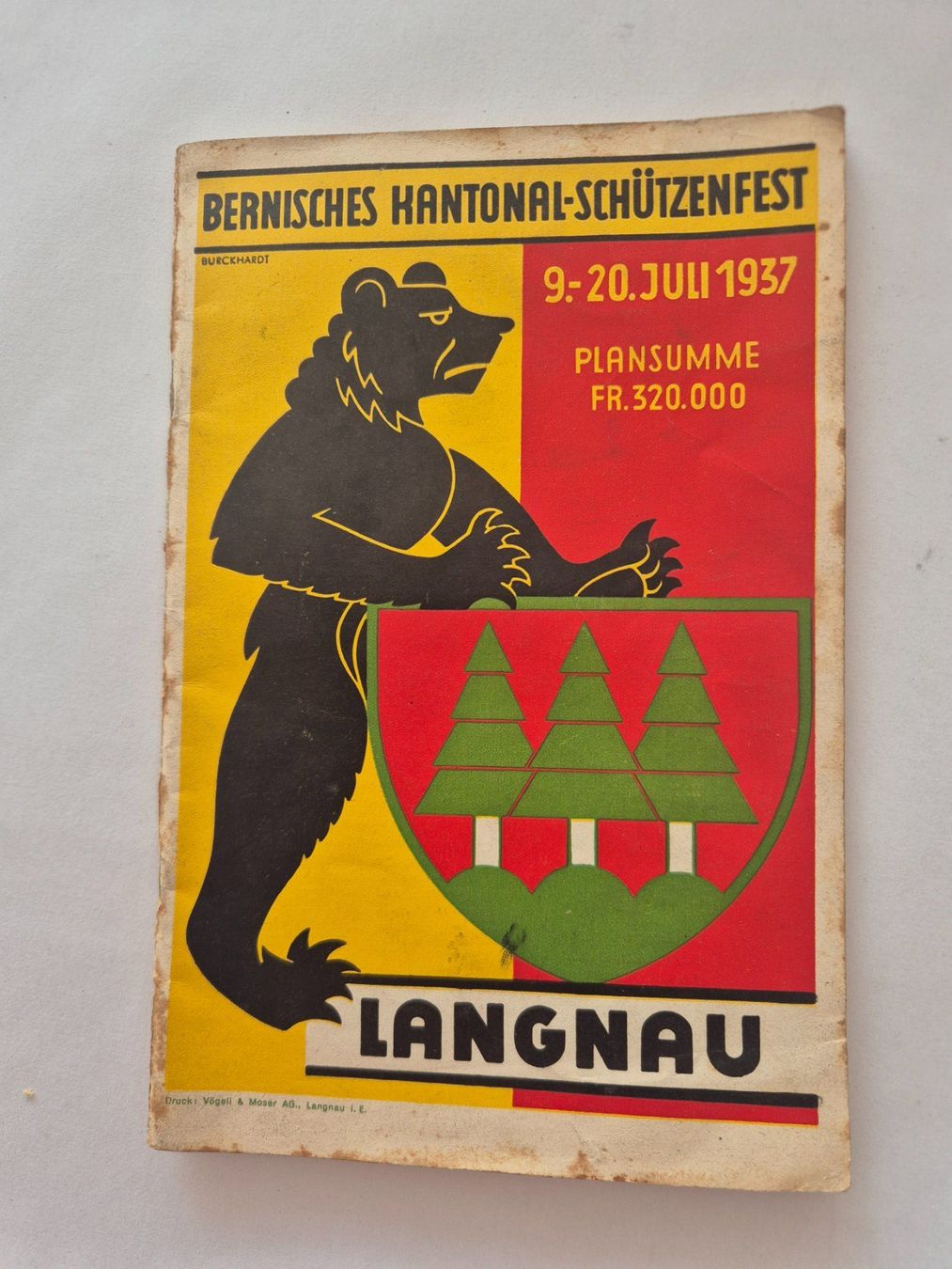 Libri: Berner Kantonal-Schützenfest Langnau 1937 Programm – Usato da Langendorf venduto da zvonu161