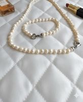 Elegantes Set: Süsswasserperlen Halskette & Armband, Neu!