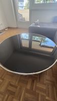 Runder Couchtisch schwarz Glas Metallgestell gebraucht