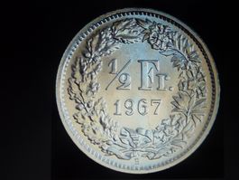 Letzte Silber Prägung 1/2 Fr.  1967  unz. /  stgl.