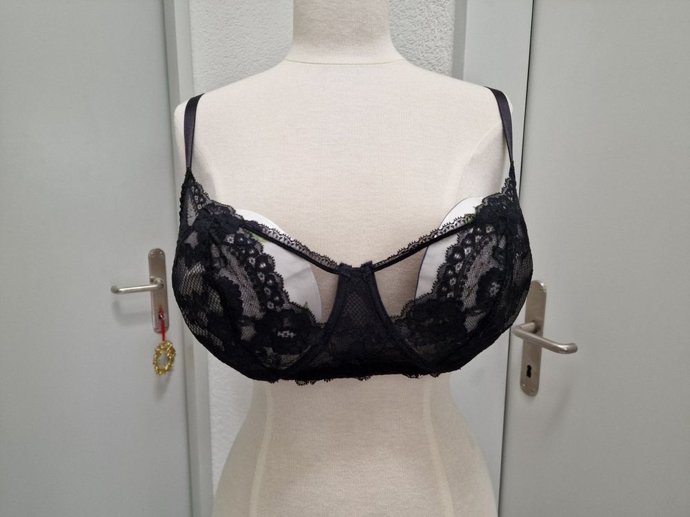 Passionata Reggiseno Miss Joy – Modello A Strati In Microfibra – Coppette Spacer Traspiranti – Doppie Spalline Con Farfalle – Nero E Bianco, Taglia 70A - 3