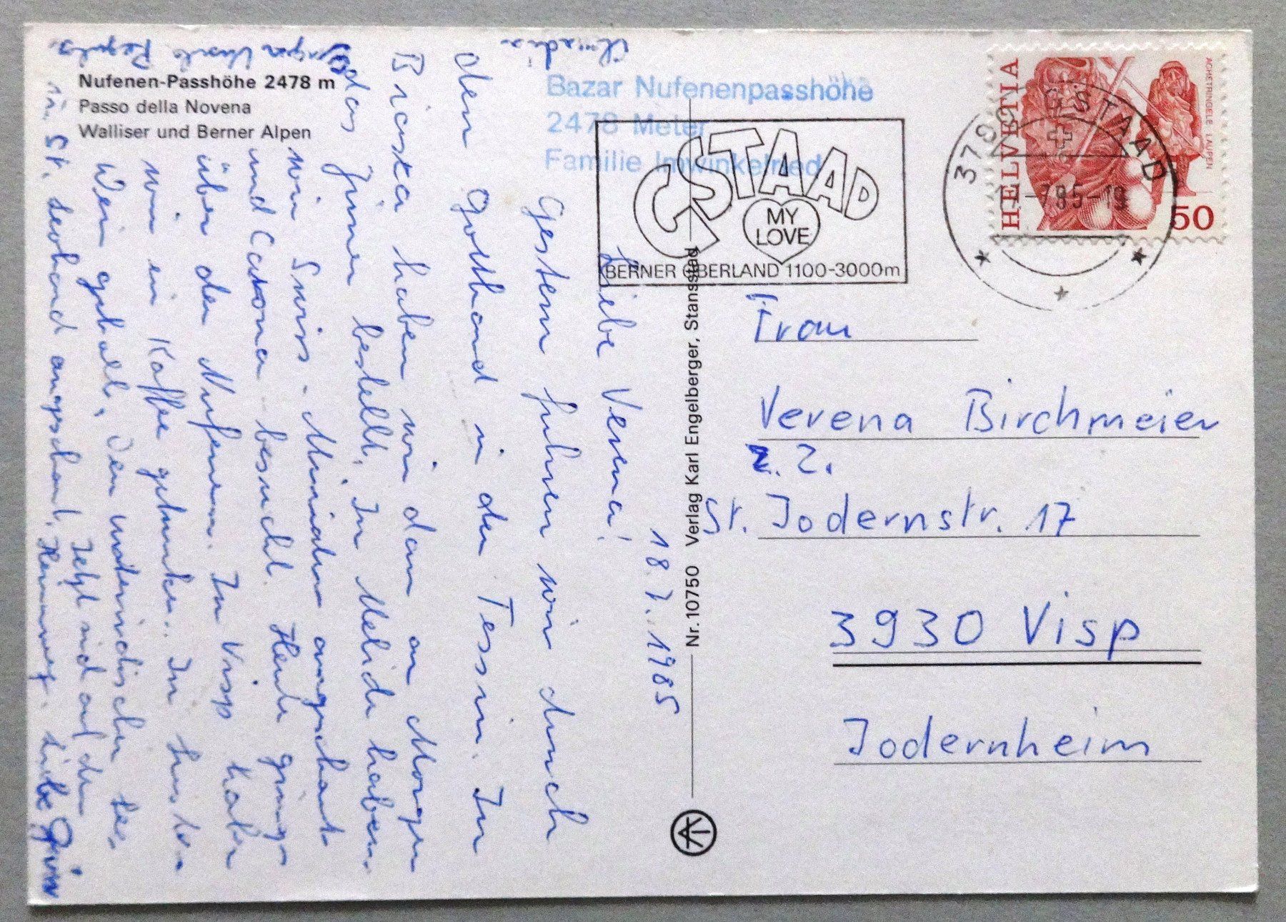 Cartoline postali: Nufenen-Passhöhe 2478 m – Usato da Fétigny venduto da Billy2miny 1