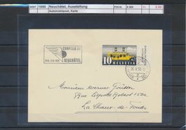 1950 Neuchâtel, "Ausstellung", Automobilpost, Karte