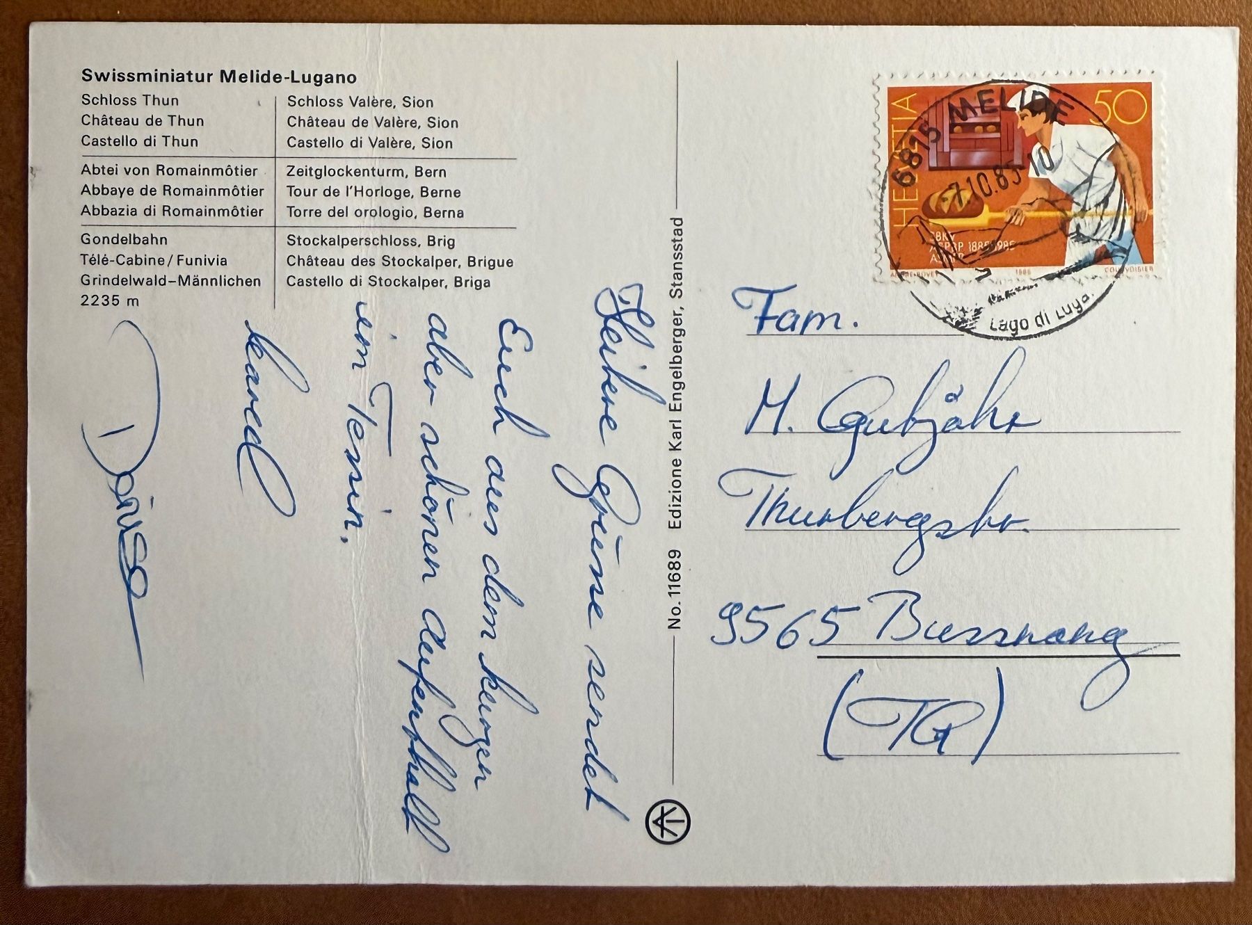 Cartoline postali: Mélide - Swiss Miniatur – Usato da Lutry venduto da Ediego 1
