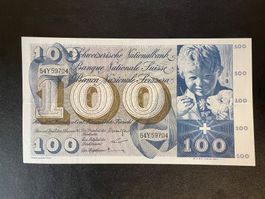 100 Franken 1955 5. Serie 100 Fr. CHF Banknote sehr schön