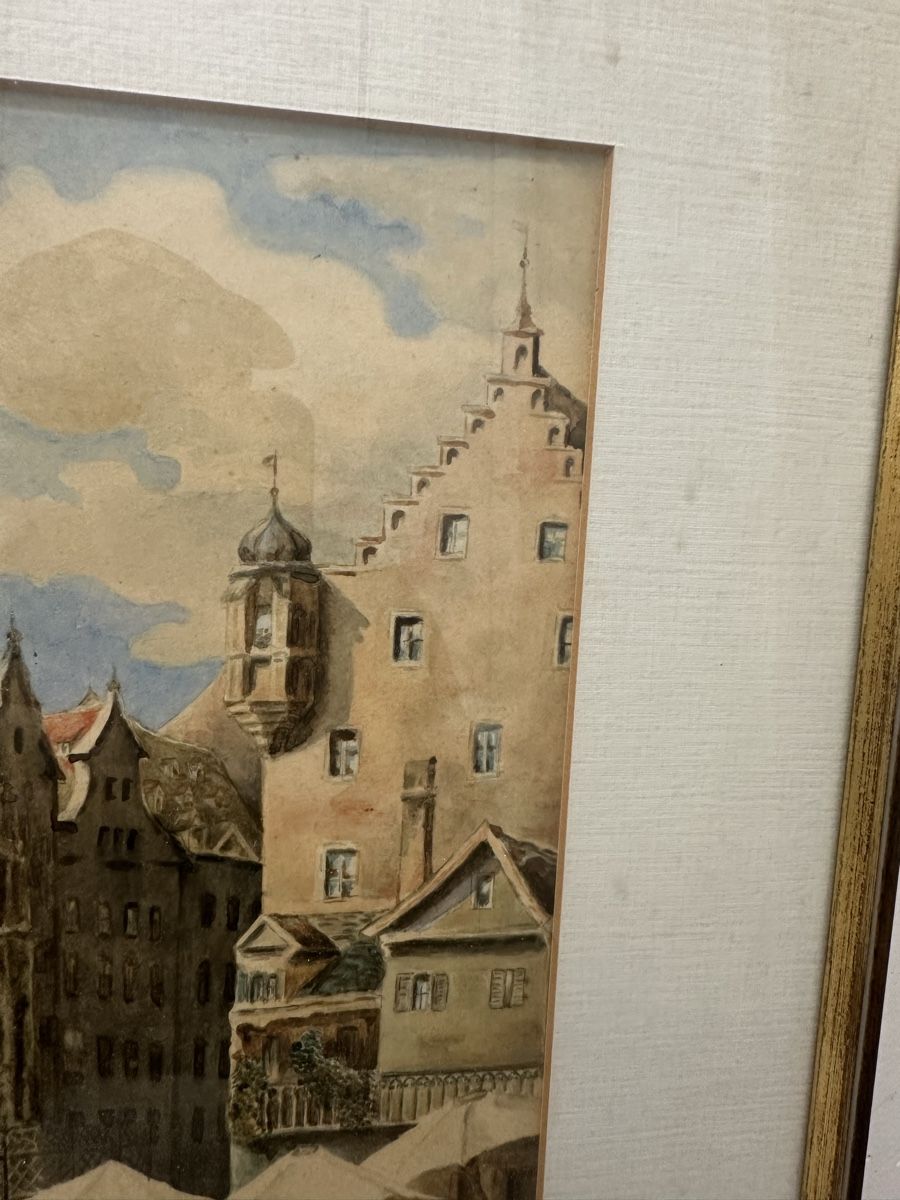 Gemälde: Cezanne Gemälde Aquarell Marktansicht – Gebraucht aus Ebikon von Gaenggeliwaar 2