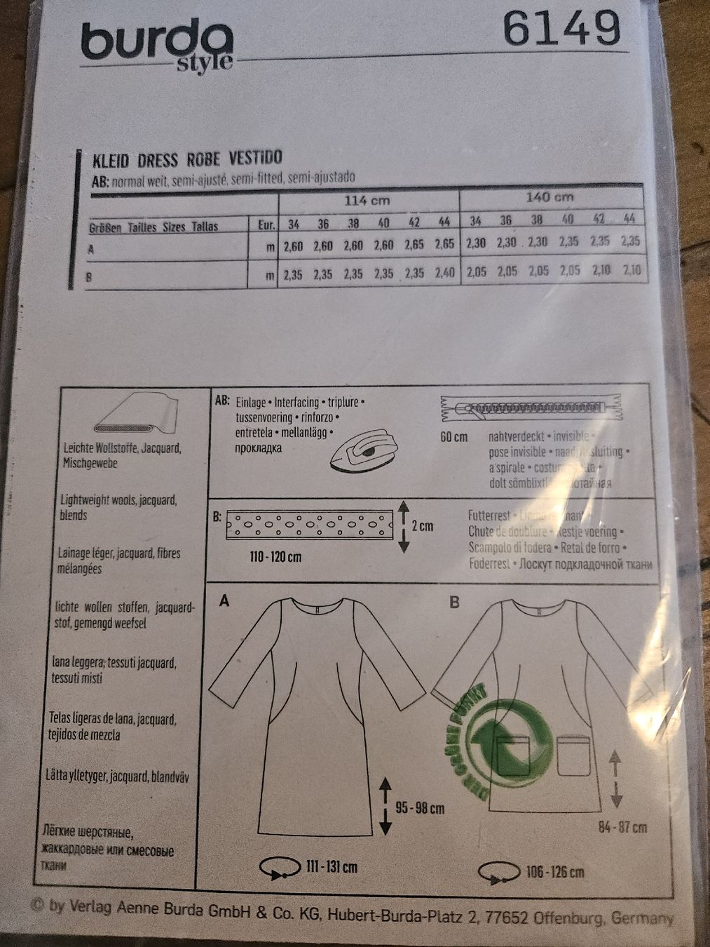 Schnittmuster: patron Burda robe 34 à 44 – Neu und originalverpackt aus Thônex von lacomtessedesfees 1