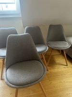 4er Stuhl Set grau Holzbeine Stoff Sitzgelegenheit Esszimmer