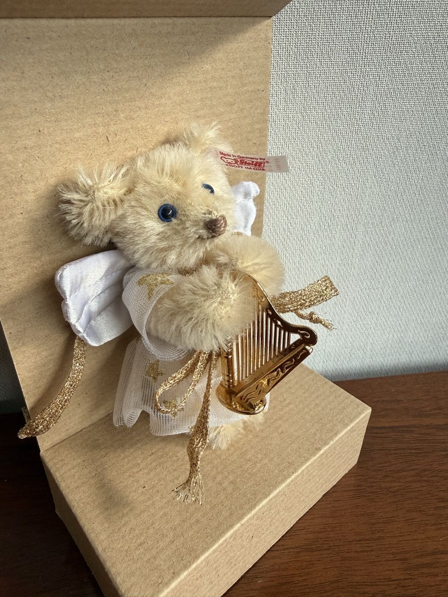 Steiff Tutte le decorazioni: Steiff Teddybär Engel Ornament mit Trompete NEU – Nuovo e nell'imballaggio originale da Mumpf venduto da A_B_E 1