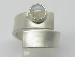 spezieller Ring Silber 999 Unikat Mondstein Gr. 58 (925)