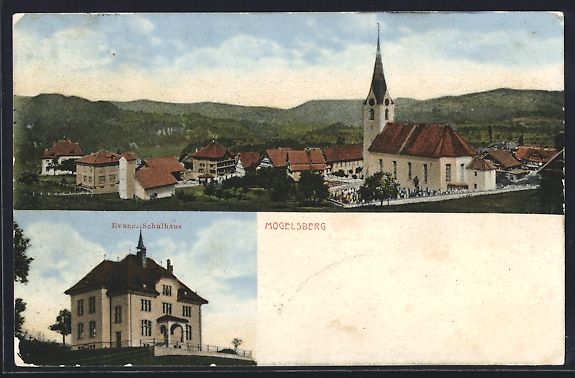 Cartes postales: Mogelsberg, Ortsansicht mit Kirche, Evan – D'occasion à Berlin par bartko-reher