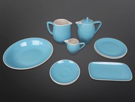 RÖSSLER PORZELLAN Geschirrset blau