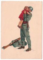 Nationalspende, Künstlerkarte Soldat Mädchen, gelaufen 1940