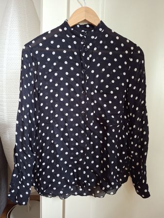 Chemisier noir à pois blancs M