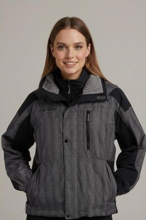 Columbia Jugend Windbreaker Jacke - Grau/Schwarz Karo -
