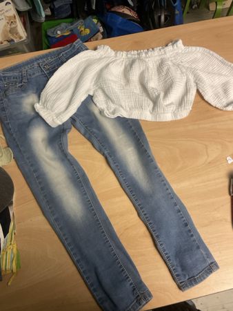 Angel-Kids Sommer Jeans, Gr. 140 & Moussellin Top