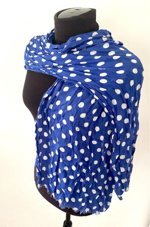Sommerschal Blau/Weiss gepunktet (55x178 cm) – Naturmaterial