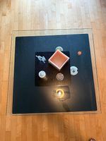 Square Glass and Wood Coffee Table