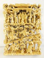 Chinesisches Wandbild vergoldet 43x30cm Handarbeit Relief...
