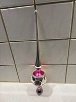 Antike Christbaumspitze silber- + pinkfarben mit Glitzer