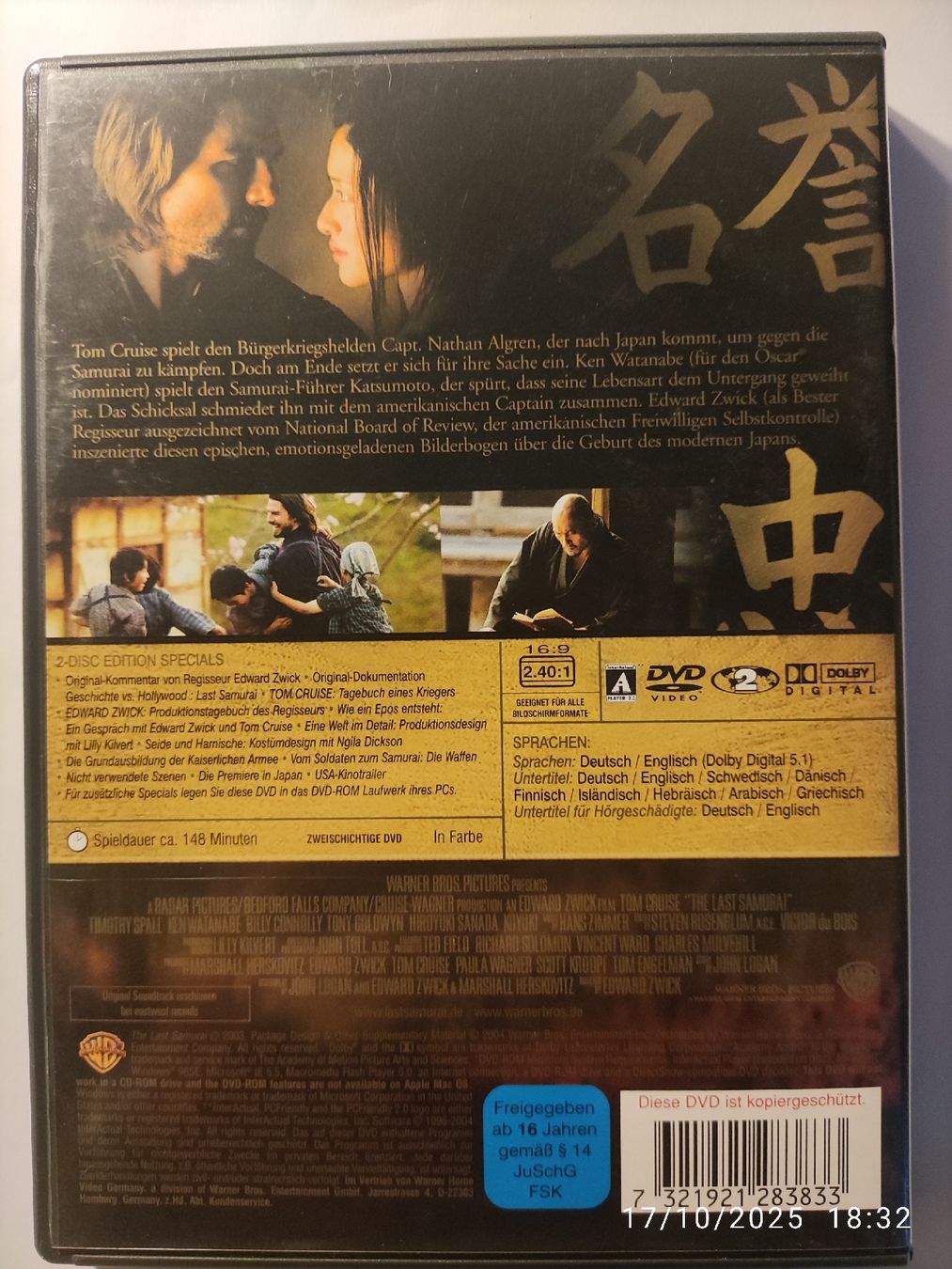 Tutti i DVDs: Last Samurai (2 DVDs) – Usato da Basel venduto da Alacant 1