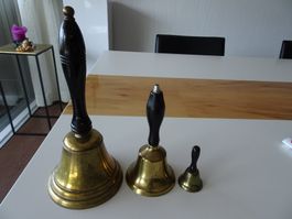 3 antike Messing Handglocken