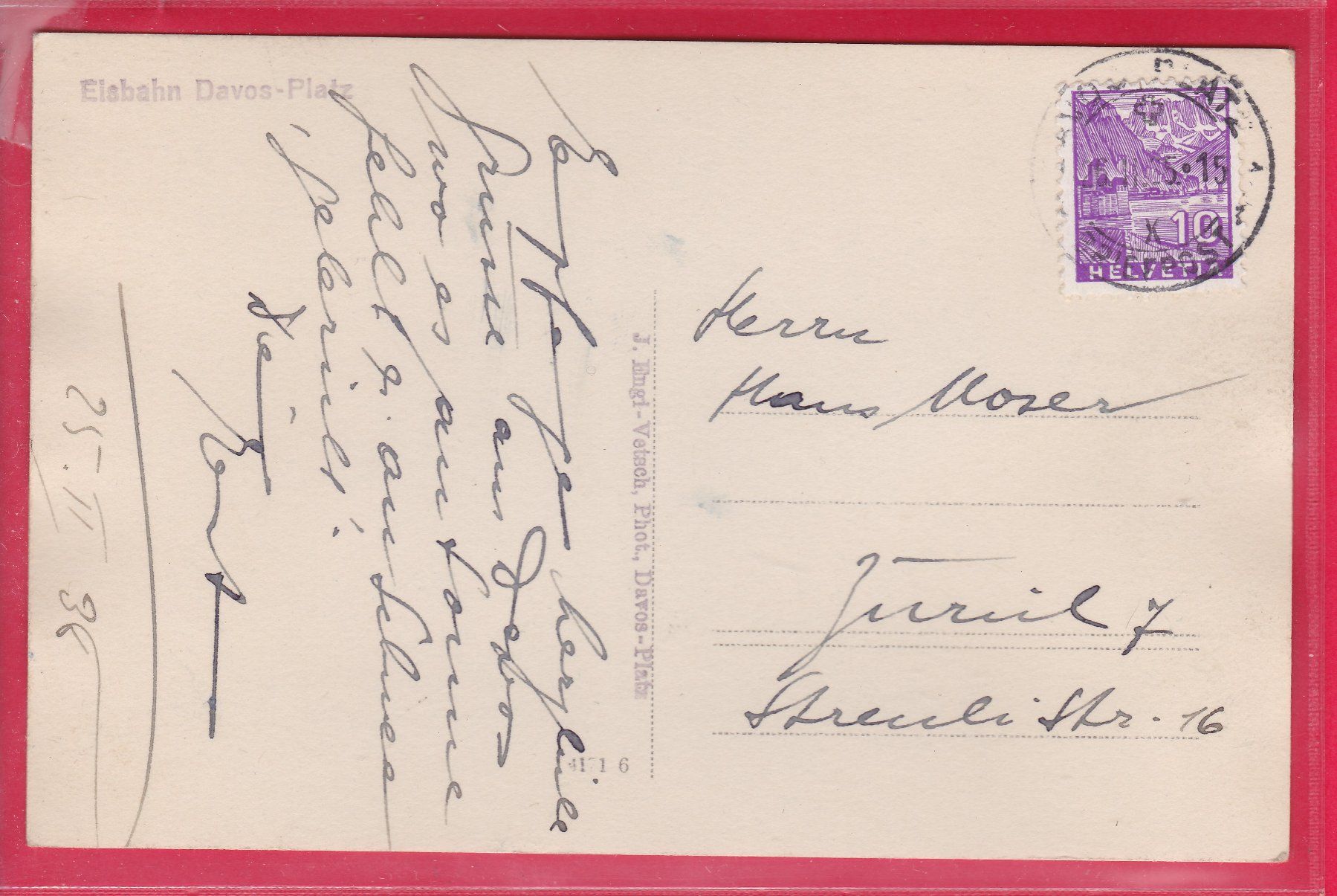 Cartes postales: EISBAHN DAVOS-PLATZ, 26.2.1935 – D'occasion à Oberrieden par Gebirgsstelze 1