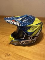 Motocross Helm Airoh Grösse M mit Brille Scott blau/gelb