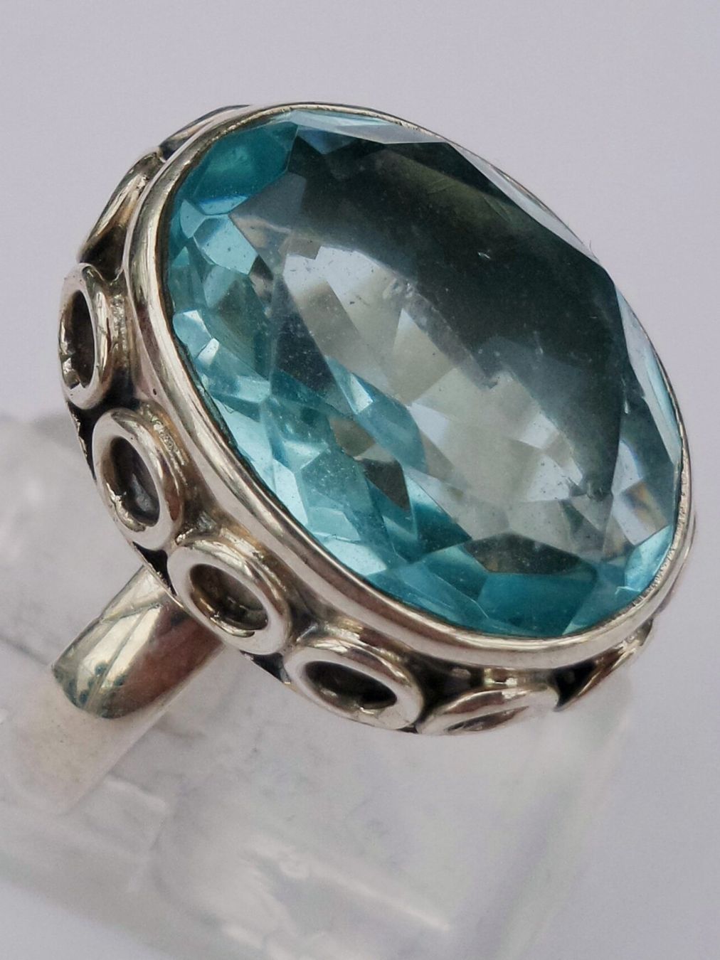 Anelli: Silber Fingerring mit Blau Topas – Nuovo (secondo la descrizione) da Zürich venduto da Benedikt21 6