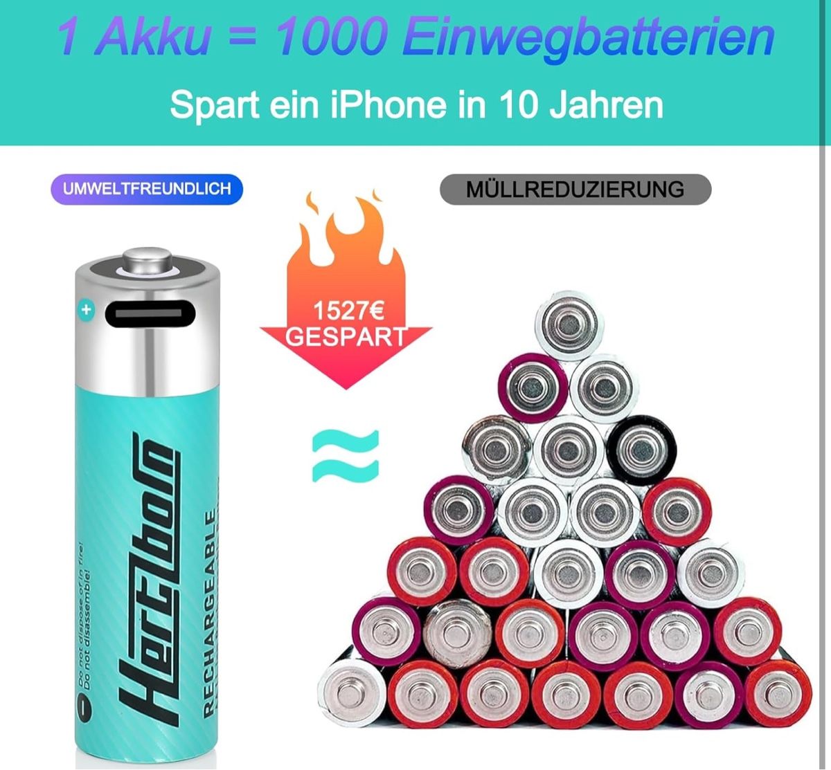 Akkus: AA-Akkus 1,5 V USB-Ladefunktion 4er-Set – Neu und originalverpackt aus Suhr von SchnapperCH 3