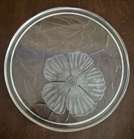 Glasplatte, Tortenplatte mit Blumenmuster 