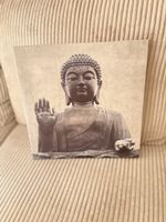 Deko Set Buddha Leinwand und Holzornament 30x30 cm