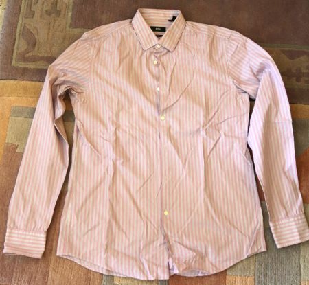 Hemd Hugo Boss Gr. 37/S slim fit - gestreift rosa-grau