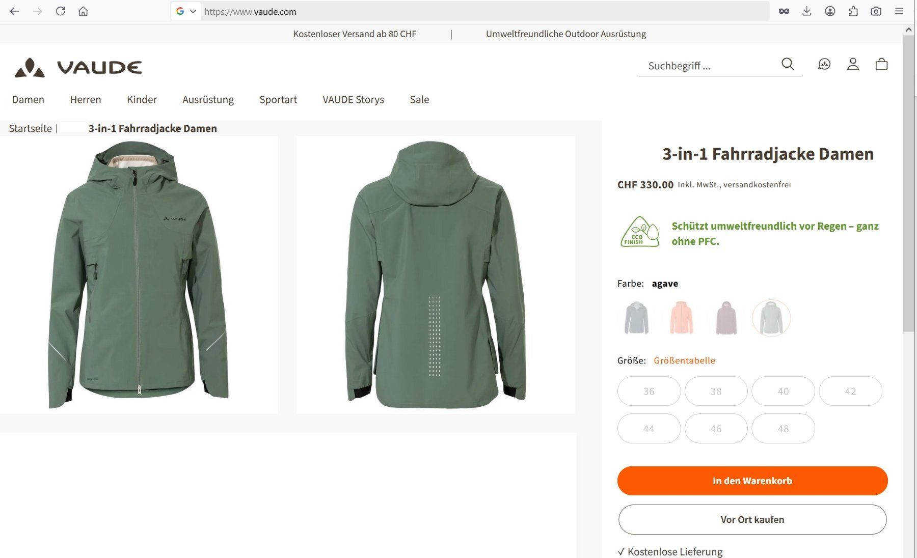 Vaude Giacche: S NEU 330Fr Vaude Velojacke Winterjacke Hardshell Softshell – Nuovo e nell'imballaggio originale da Steffisburg venduto da Erdling0 3