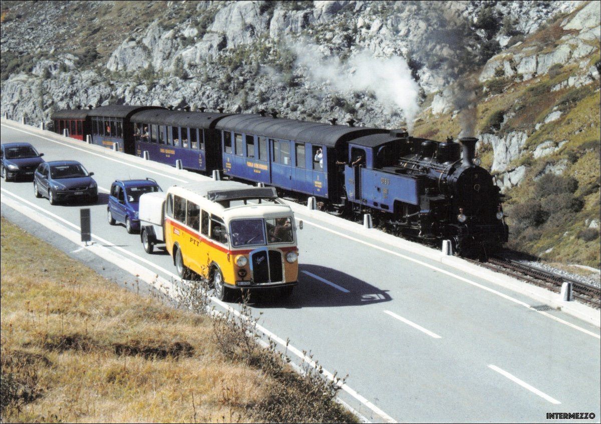 Cartes postales: Postauto // Furka Dampfzug – D'occasion à Basel par intermezzo12