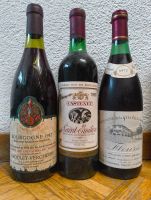 3 alte Rotweine: Bourgogne '82, St-Émilion '80, Fleurie '77
