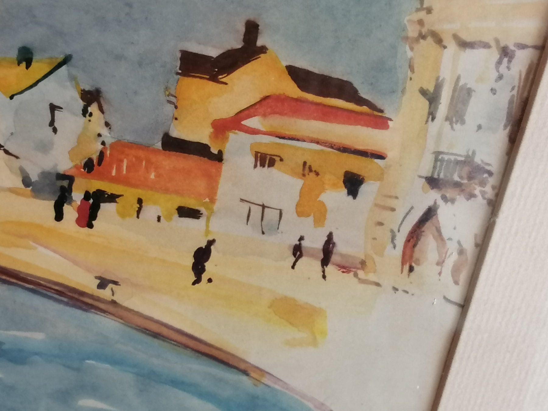 Tableaux: 2 Aquarelle, Hafenszene, von 1950 – D'occasion à Rheinfelden par Cleopatra2000 7