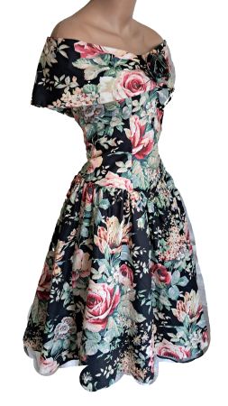 Blumenkleid Baumwolle Gr M Carmenkragen Sommerkleid