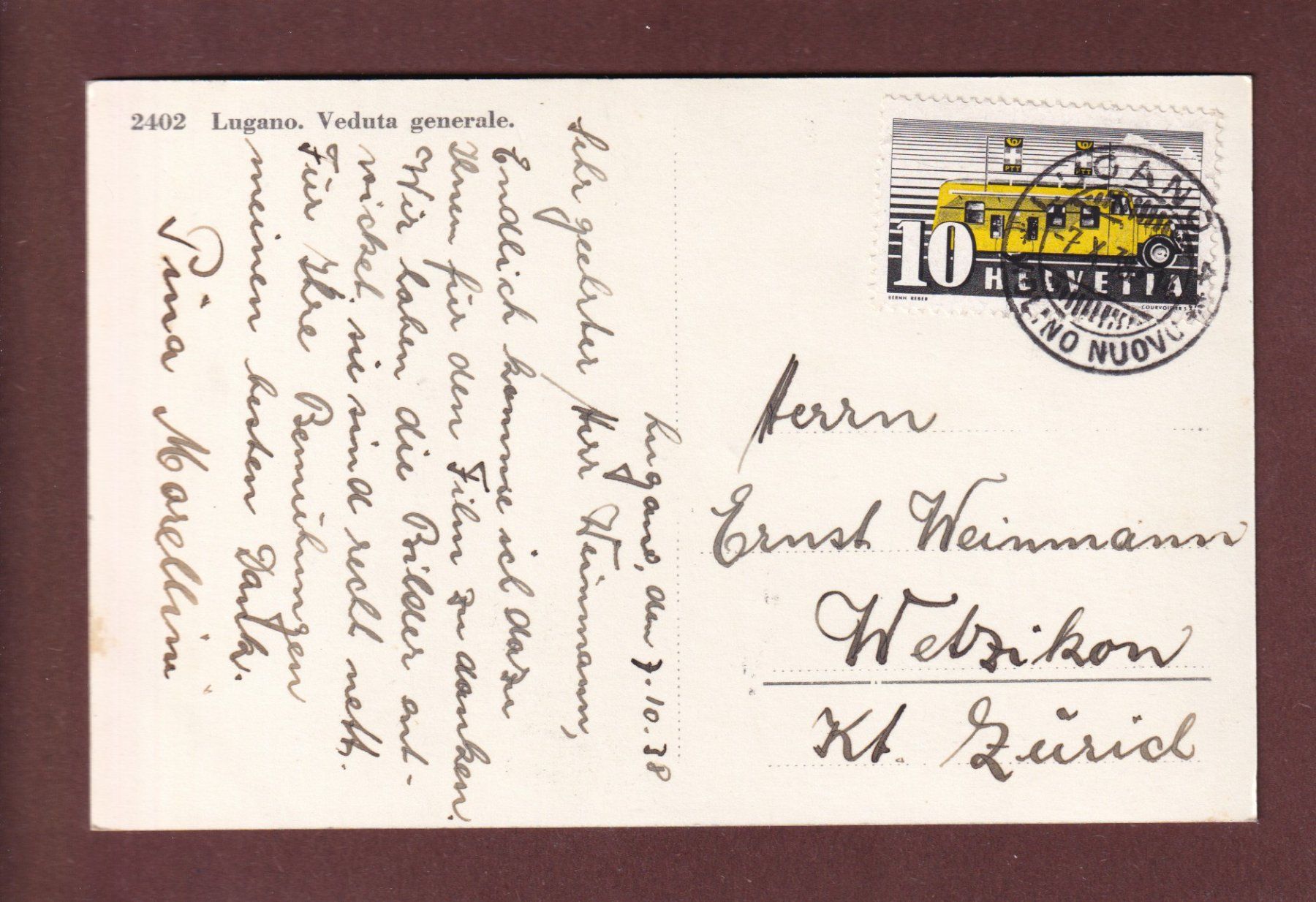 Cartes postales: LUGANO - 1938 – D'occasion à Pully par nicecards-shop 1