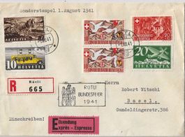 Brief Bundesfeier  Sonderstempel 1.Aug.1941 Eingeschrieben